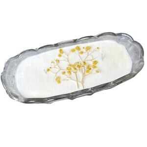 Large hand poured wildflower double wick candle vintage starburst pressed glass